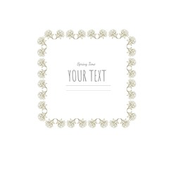 Romantic floral vector outline frame in vintage style