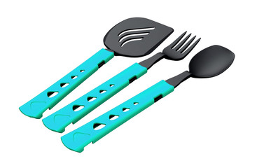 blue ladle set isolated on white