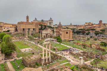 Roman forum with historical statues