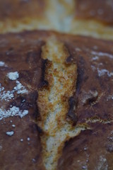 Fried fresh bread in the pan.