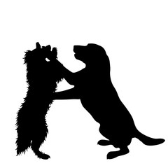 Vector silhouette of dog on white background. Symbol of animal.