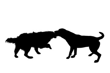 Vector silhouette of dog on white background. Symbol of animal.