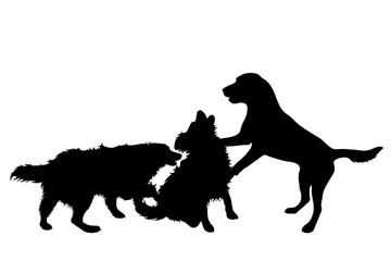 Vector silhouette of dog on white background. Symbol of animal.