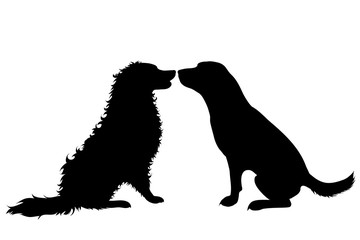 Vector silhouette of dog on white background. Symbol of animal.