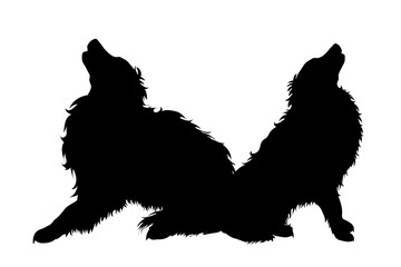 Vector silhouette of dog on white background. Symbol of animal.