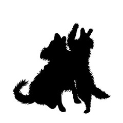 Vector silhouette of dog on white background. Symbol of animal.