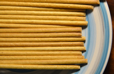 bread sticks in a plate