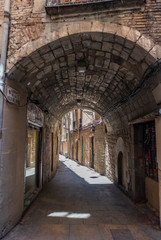 The gothic of Barcelona with details of its streets and reflections