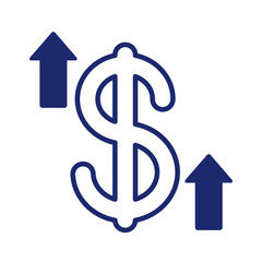 dollar symbol with arrow up infographic line style