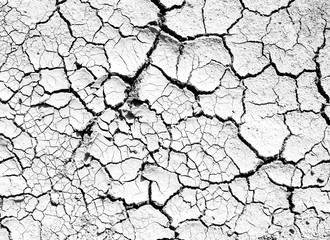 Cracks of topsoil, white and black surfaces for background