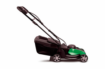 heavy duty lawnmower on white background 