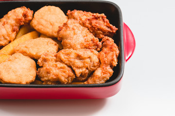 fried chicken southern style with potato and drink menu