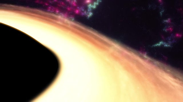 Close up of Rays of Light Around Black Hole 