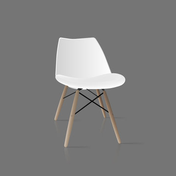 White armchair in the loft style. Realistic vector chair isolated on a white background.