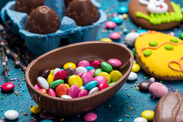Fototapeta na wymiar Colorful Easter Egg. Festive Sweet Treat. Spring Holiday Season