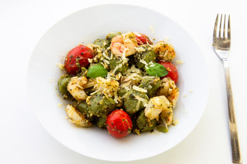 Spinach Gnocchi with Basil Sauce & tomatoes