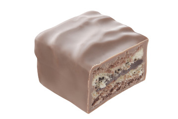 Biscuit chocolate candy. Isolated on a white background. Cut out by pen. Full depth of field.