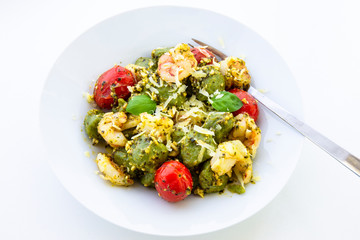 Spinach Gnocchi with Basil Sauce & tomatoes