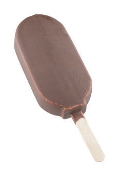 Chocolate ice cream over white background. Full depth of field. Cut with a pen. Isolated on a white background.