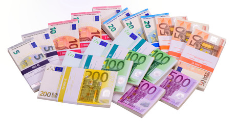 Euro banknotes show wealth and success