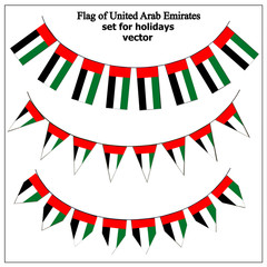 Fototapeta premium Bright set with flag of Arab Emirates. Happy Arab Emirates day flags. Colorful collection with flag. Illustration with white background.