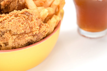 fried chicken southern style with potato and drink menu