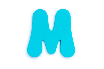 Colored letter M on white background, symbol and sign. template. isolated