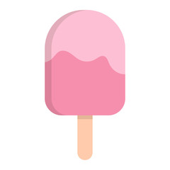 Delicious pink ice cream in stick. Flat style vector illustration design.