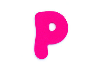 Colored letter P on white background, symbol and sign. template. isolated