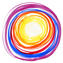 Colorful brush stroke in the form of a circle. Drawing created in sketch handmade technique. Circle doodle.