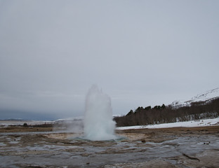 Wasserfontäne von dem bekannten Geysir in Island