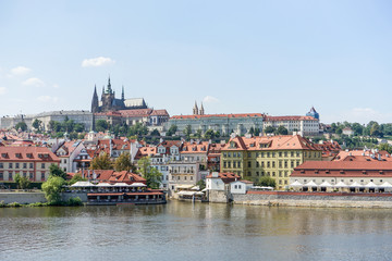 Fototapeta na wymiar View over the Vltava to the Prague Castle