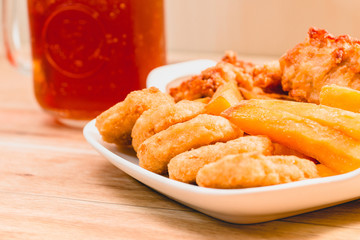 fried chicken southern style with potato and drink menu