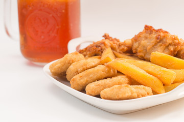 fried chicken southern style with potato and drink menu