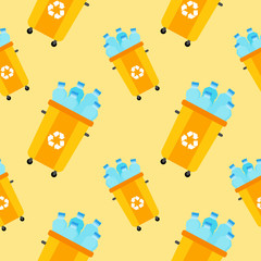 Trash bin garbage icon seamless pattern background. Trash bucket vector illustration. Garbage basket symbol pattern.