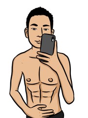 Fototapeta premium cartoon cute sexy man on white background