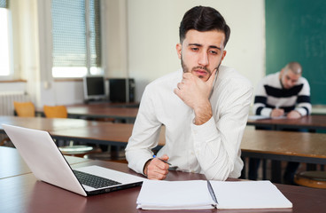 Naklejka premium Student preparing for exams