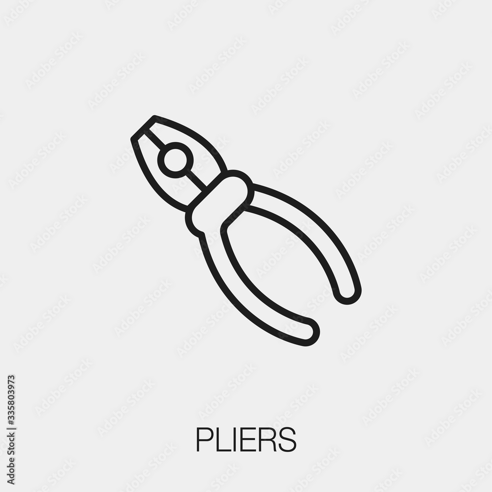 Poster pliers icon vector. linear style sign for mobile concept and web design. pliers symbol illustration.