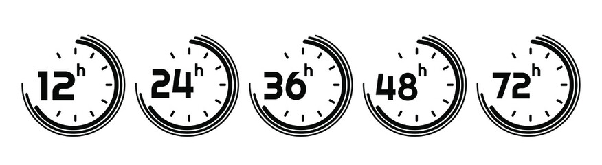 hours clock arrow on white background	