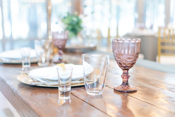 Festive table decor and light table setting