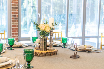 festive hall decor and table setting