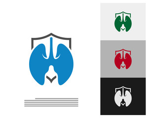 Lungs Shield Logo Template Design Vector, Emblem, Design Concept, Creative Symbol, Icon