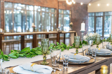 festive hall decor and table setting