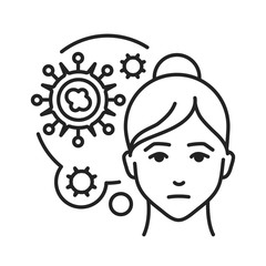 Flu epidemic black line icon. When the disease spreads rapidly through a population. Pictogram for web page, mobile app, promo. UI UX GUI design element. Editable stroke