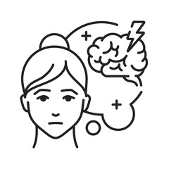 Obraz premium Headache black line icon. Flu symptom of pain in the face, head, or neck. Pictogram for web page, mobile app, promo. UI UX GUI design element. Editable stroke