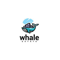 playful minimalist animal whale estate logo design. modern icon, template vector