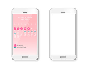 Period and ovulation calendar on smart phone screen