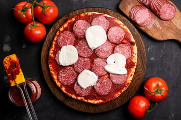 homemade pizza Margarita, cooking process