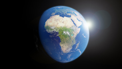 Fototapeta na wymiar Render of planet earth. Africa viewed from space. Elements of this image furnished by NASA