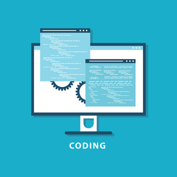 Programming and coding concept. Code on the screen computer